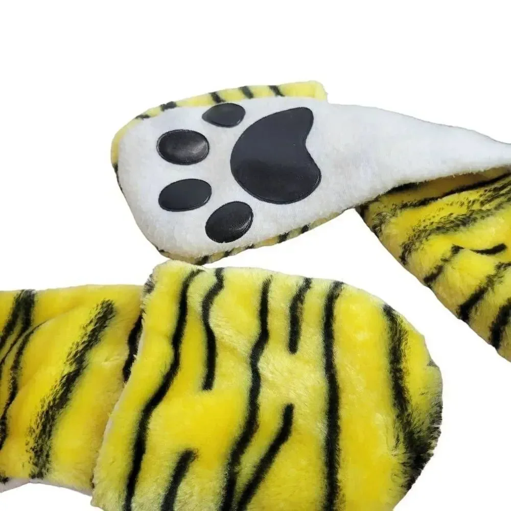Animal Print Tiger Beanie Hat with scarf mittens